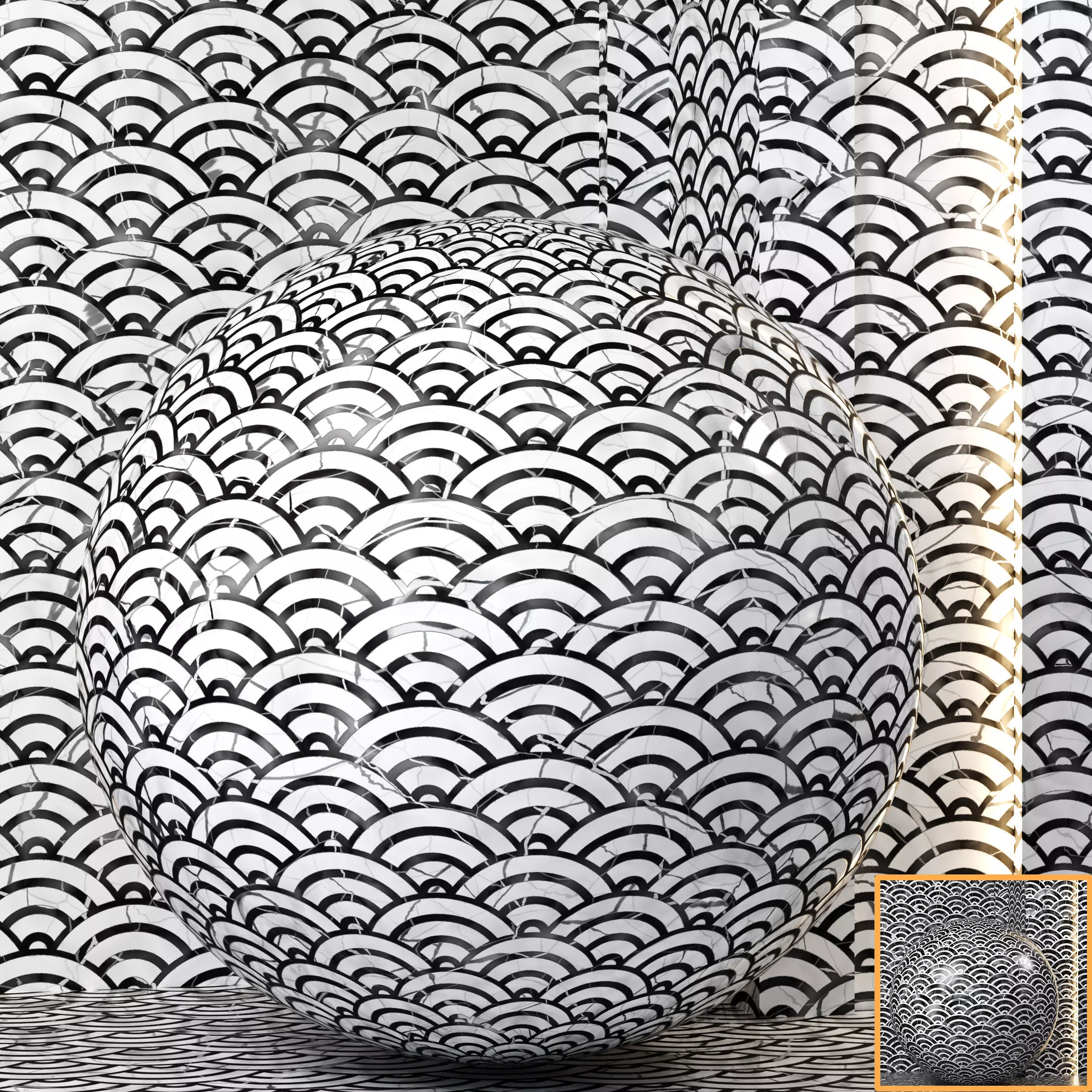4K Black - White Marble - 3 Patterns - Seamless PBR Textures Texture