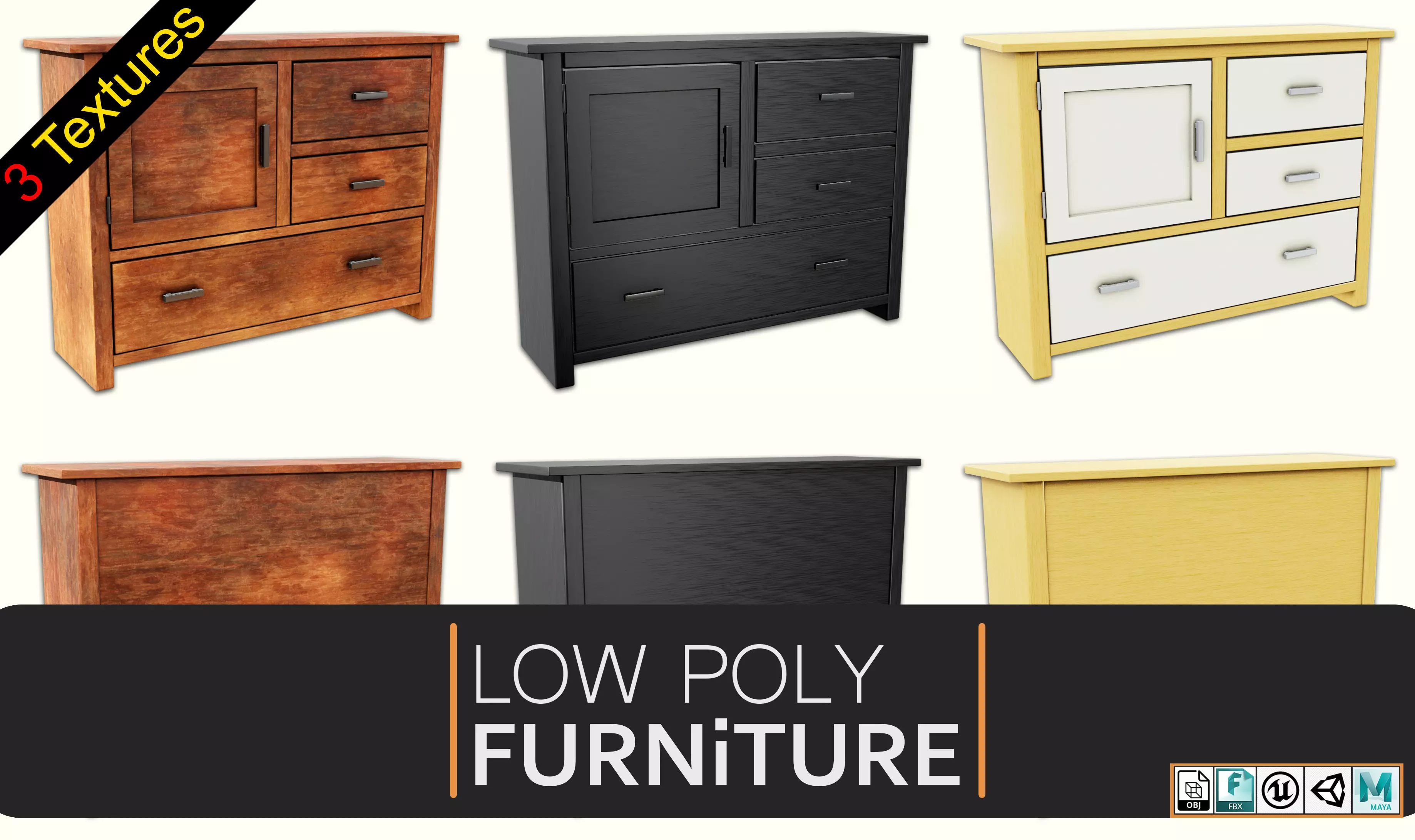 Cabinets Low-poly 3D model_0