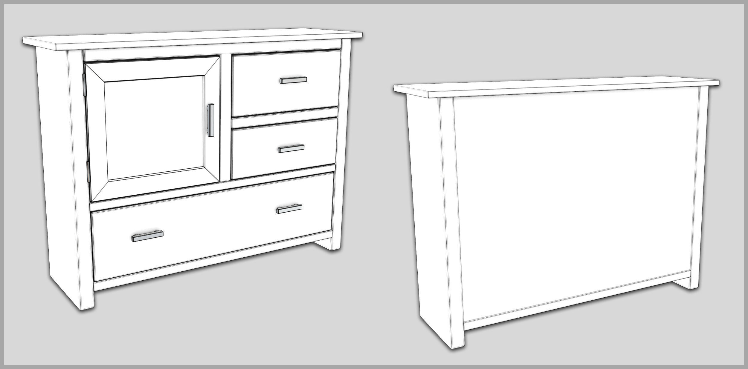 Cabinets Low-poly 3D model_4