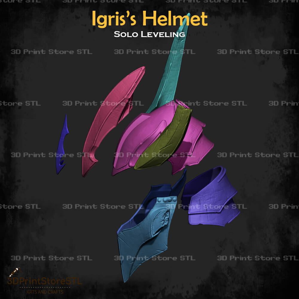 Igris Helmet Cosplay Solo Leveling - STL File 3D print model_6