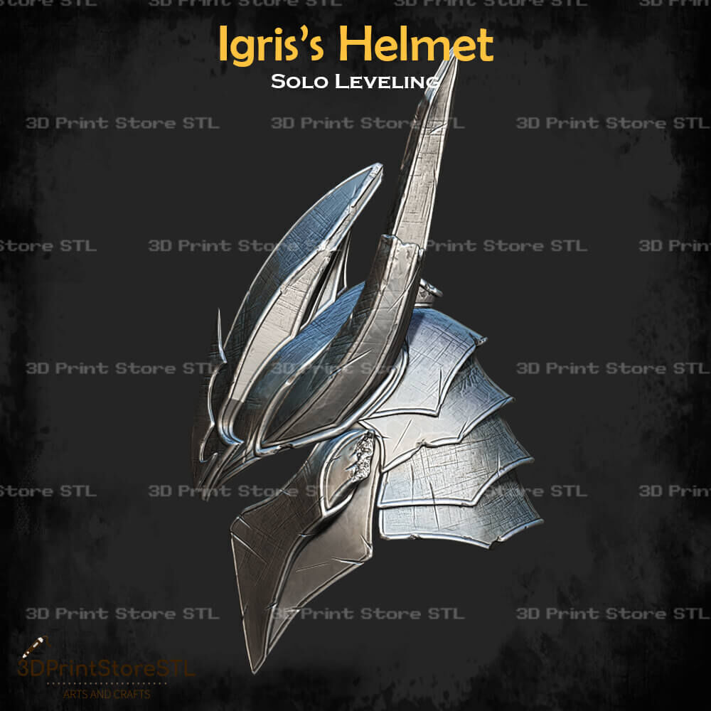 Igris Helmet Cosplay Solo Leveling - STL File 3D print model_3