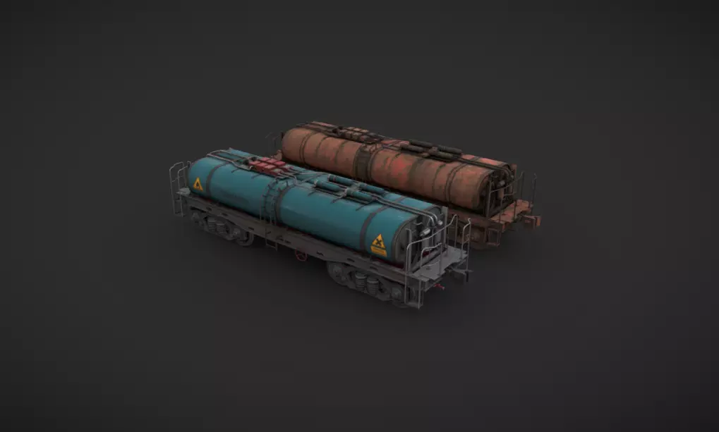Next Generation Train Oil Tank Car Leather Low-poly 3D model_0