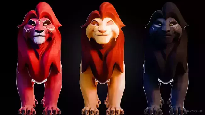 Lion Prime Rigged with Multiple texture set Low-poly 3D model