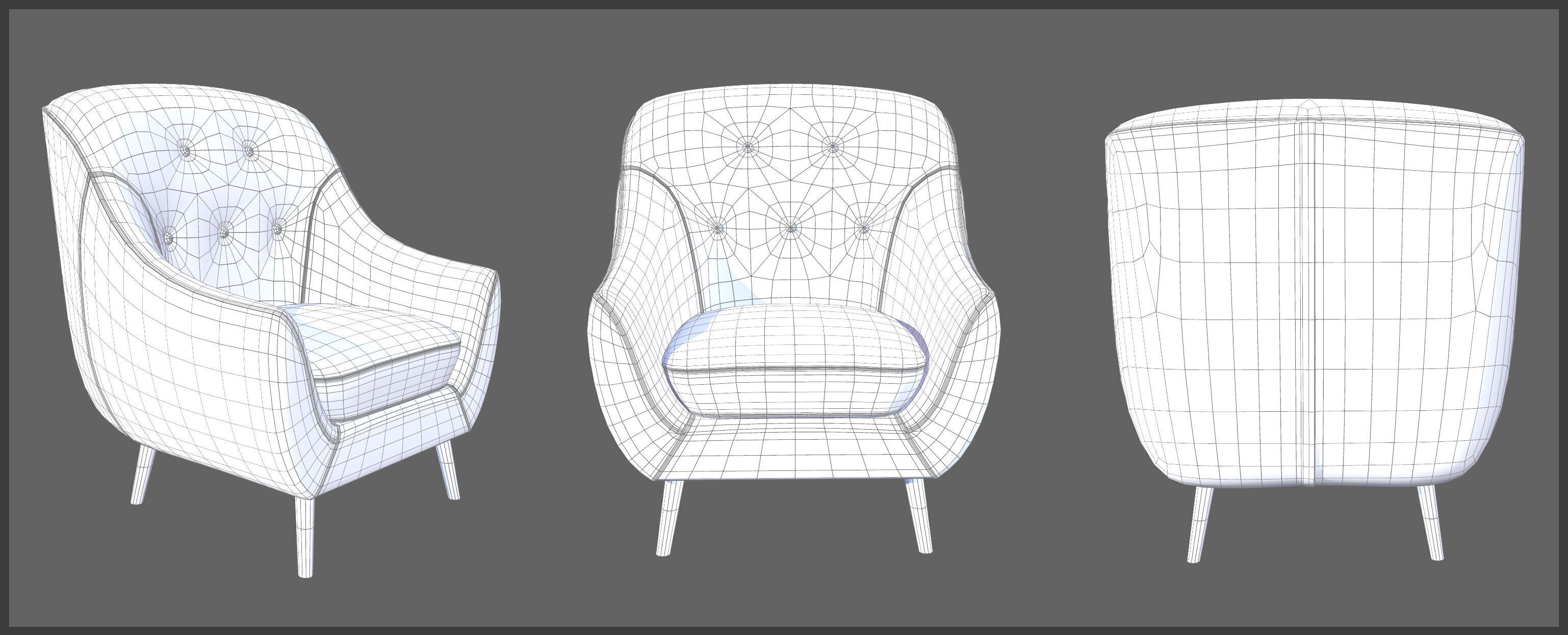 Chairs Low-poly 3D model_4