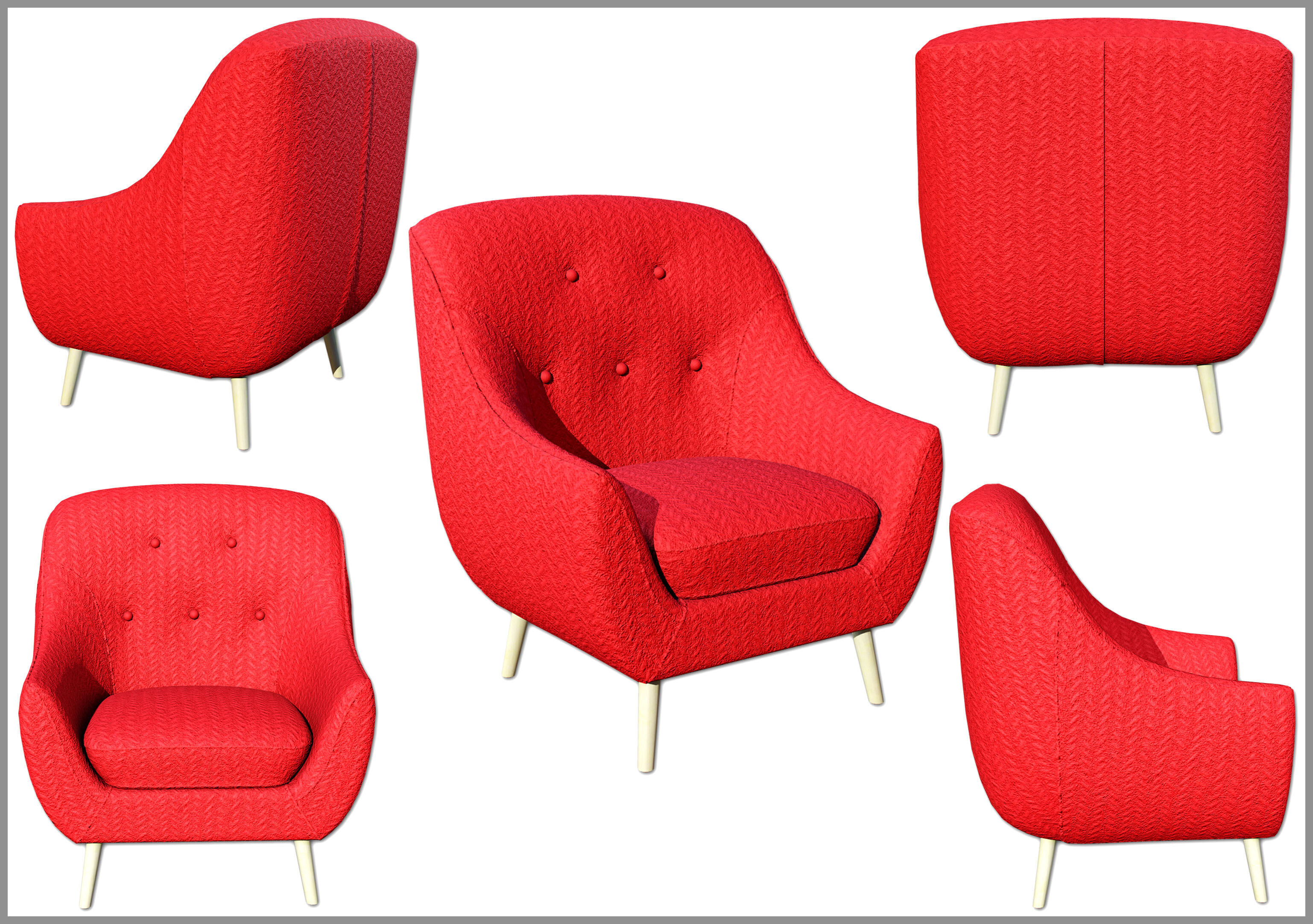 Chairs Low-poly 3D model_2