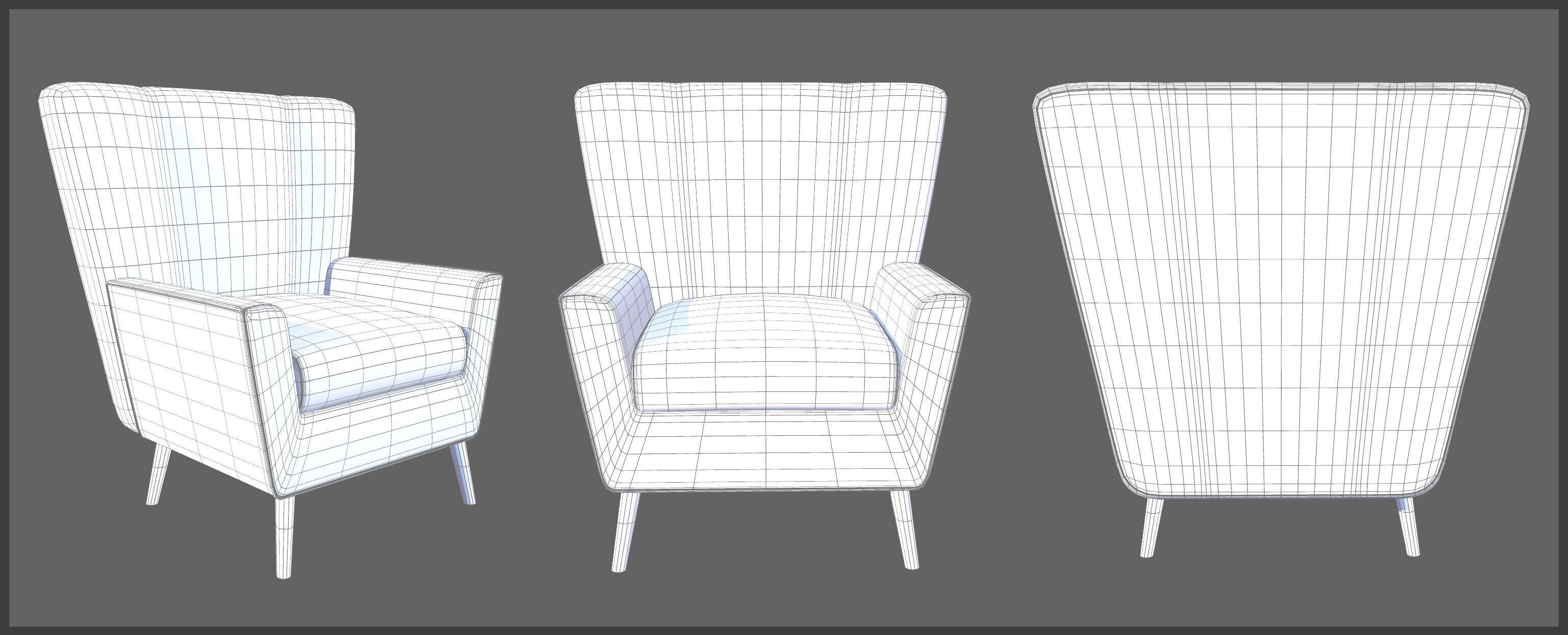 Chairs Low-poly 3D model_4