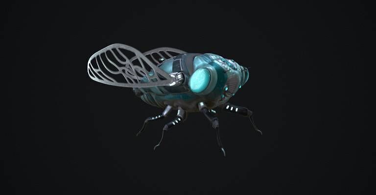 Next generation mechanical cicada Low-poly 3D model_1