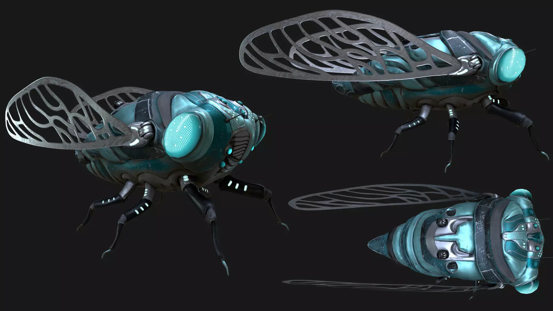 Next generation mechanical cicada Low-poly 3D model_0