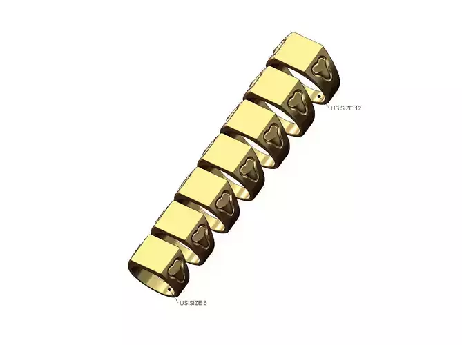 Square shark tooth sides signet ring US sizes 6to12
