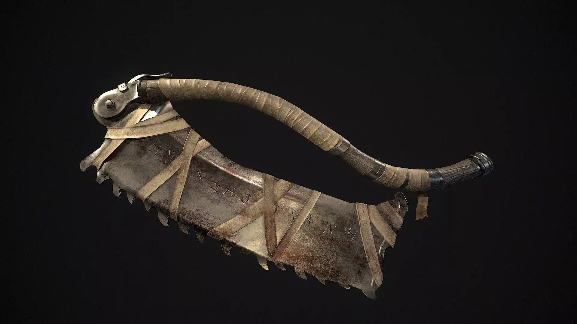 Next generation serrated machete Low-poly 3D model_0