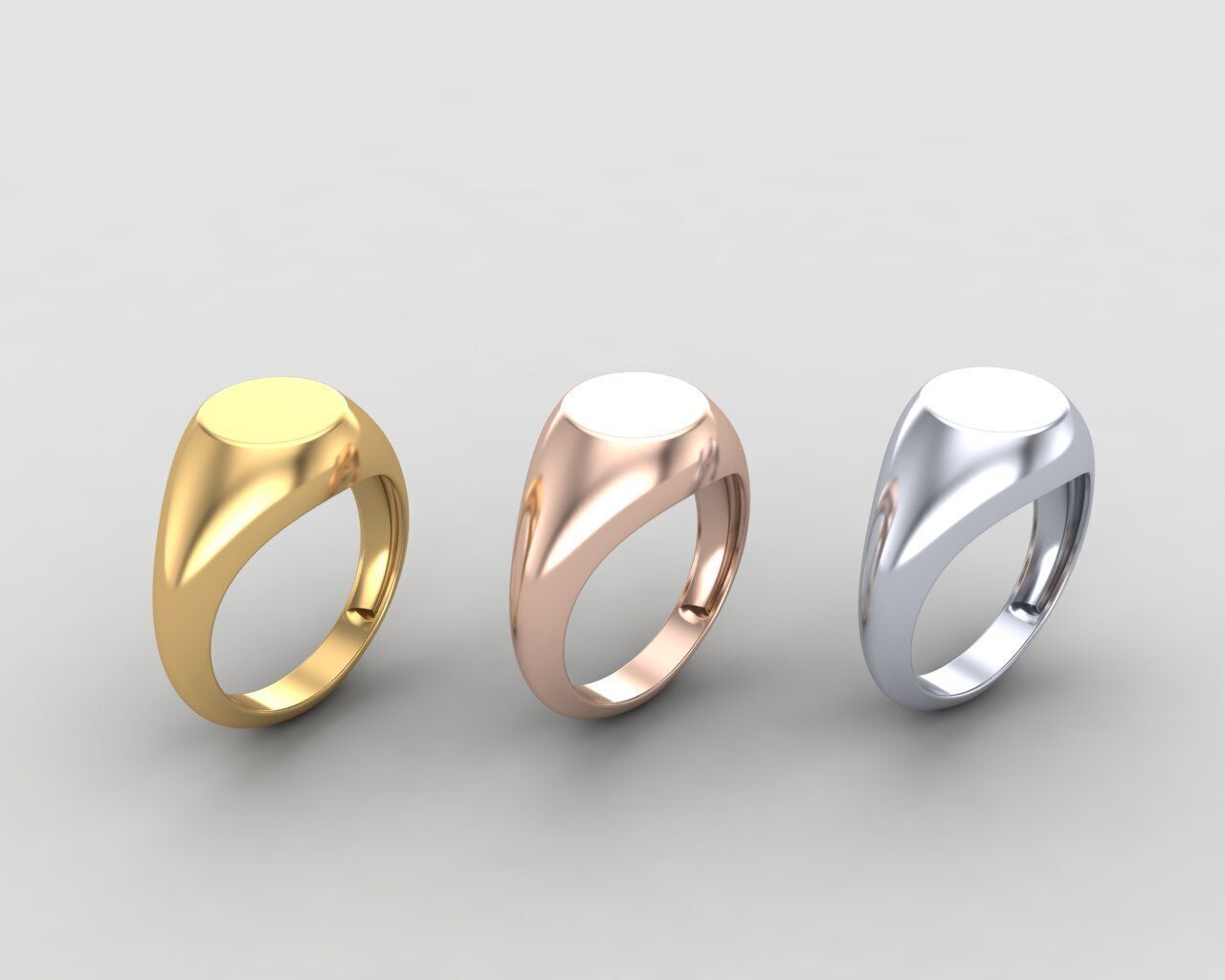 signet Ring Base 8mm top in All sizes 153-MWC 3D print model_11