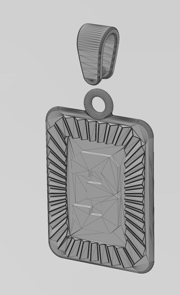 Three 3 number NBA font faceted sunrays pendant charm 3D print model_13