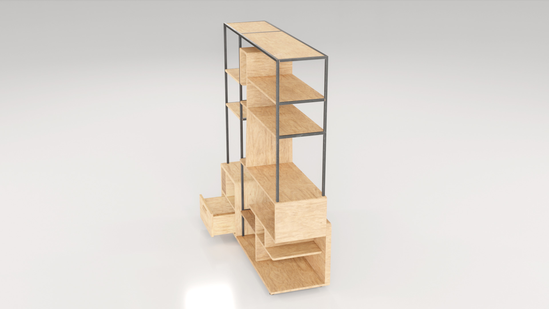 Furniture Modern Shelf 3 Low-poly 3D model_8