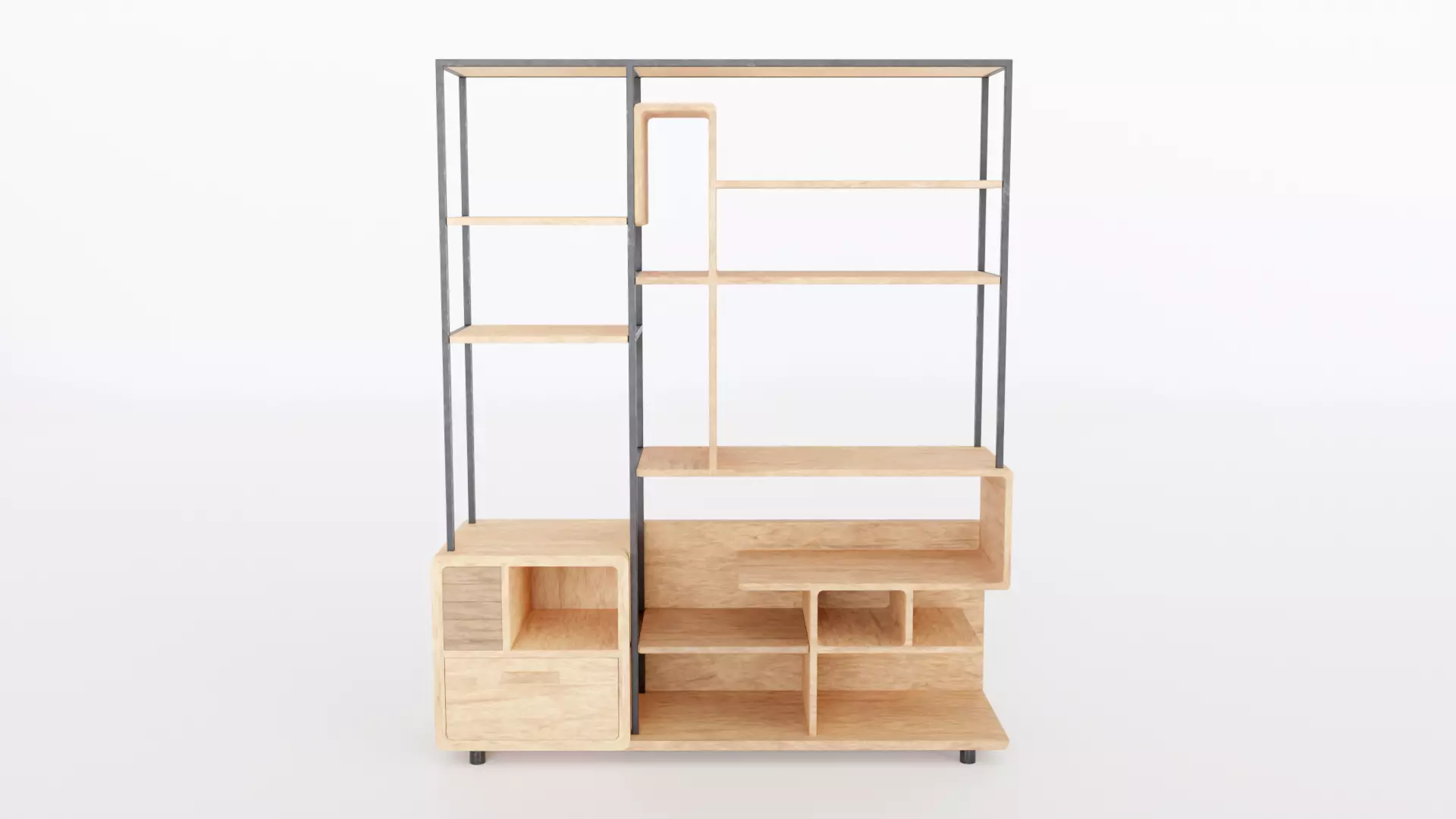 Furniture Modern Shelf 3 Low-poly 3D model_0