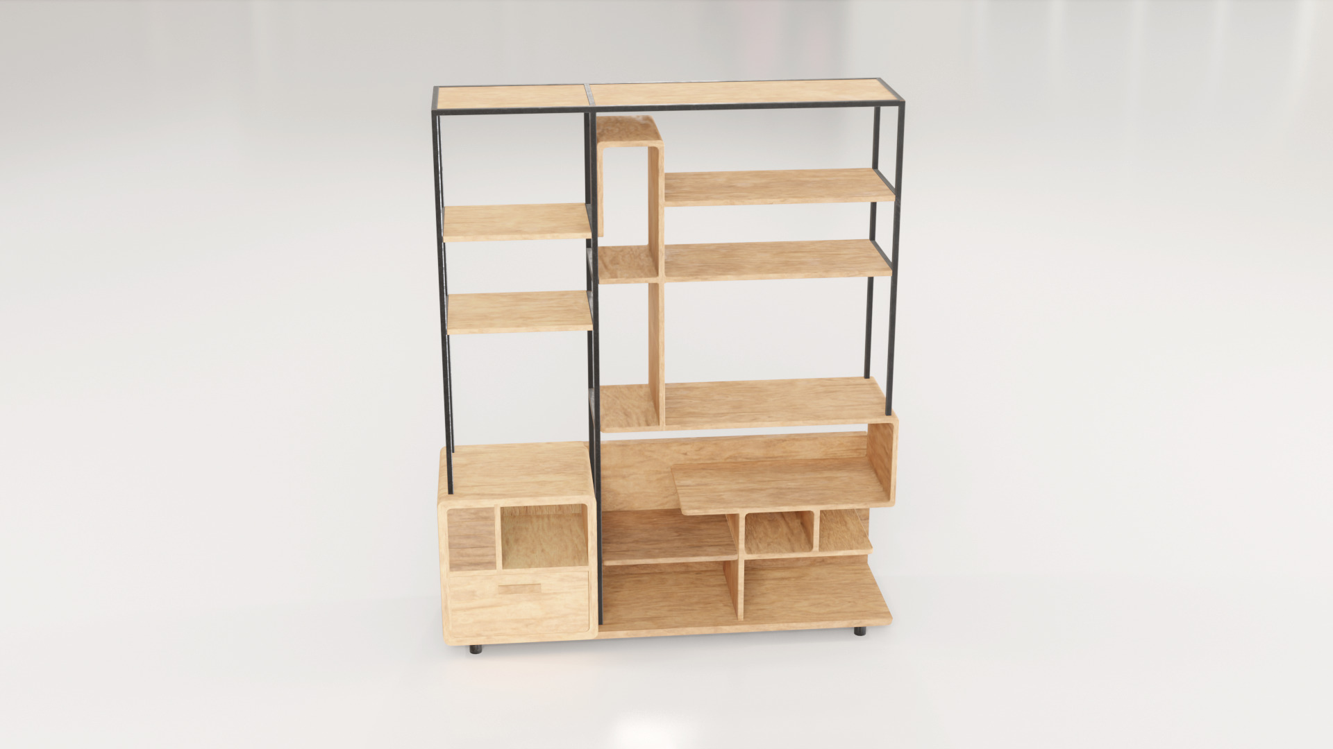 Furniture Modern Shelf 3 Low-poly 3D model_1