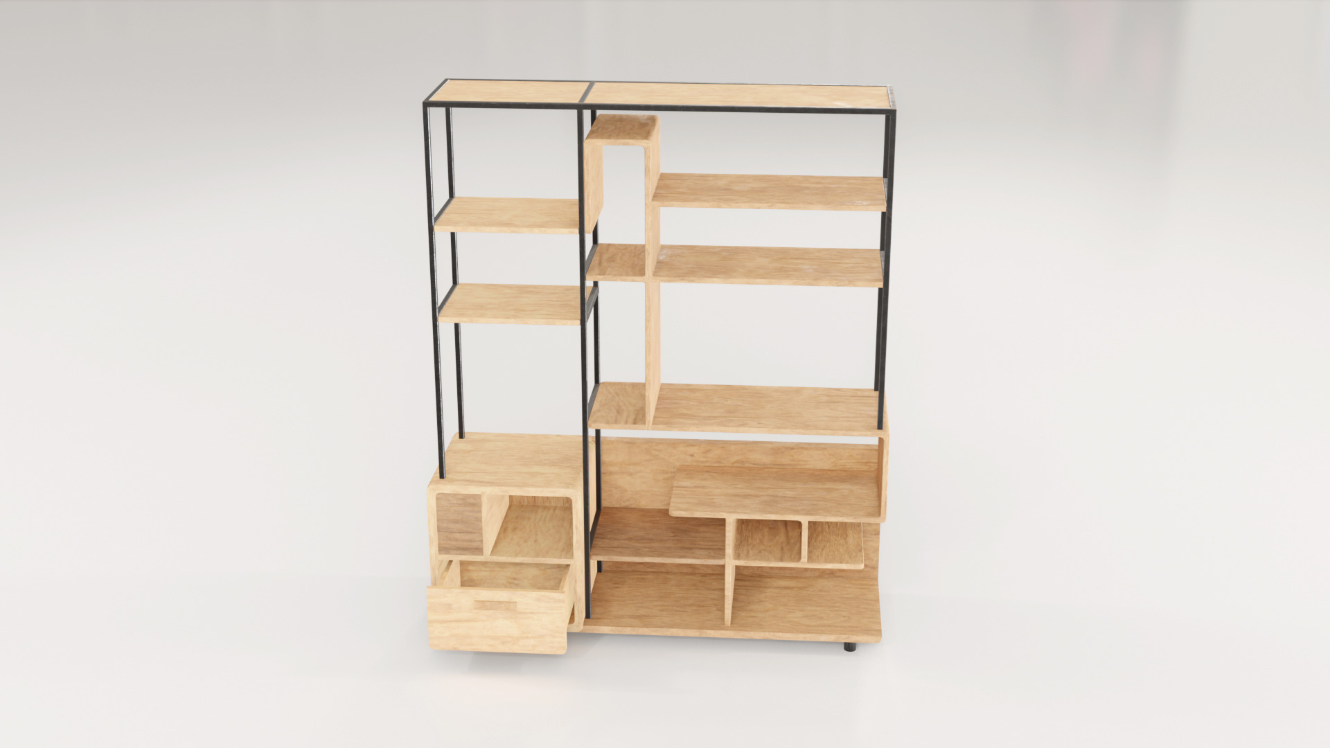 Furniture Modern Shelf 3 Low-poly 3D model_10