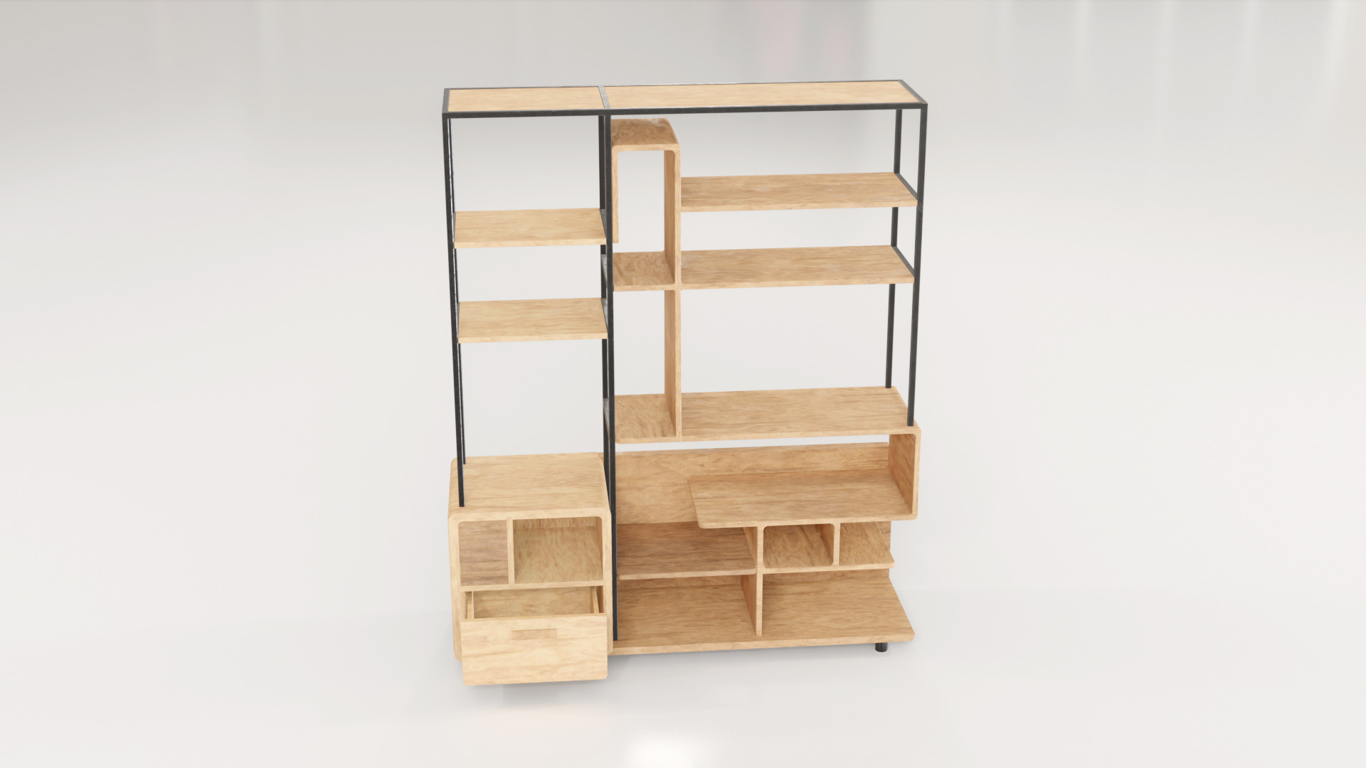 Furniture Modern Shelf 3 Low-poly 3D model_11