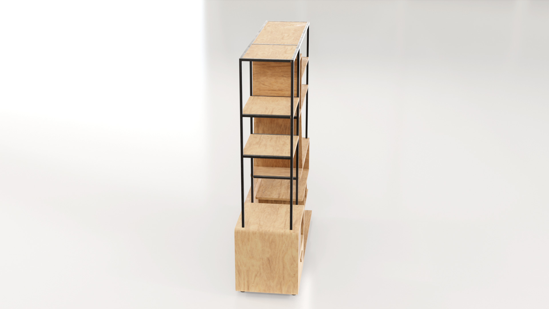 Furniture Modern Shelf 3 Low-poly 3D model_4