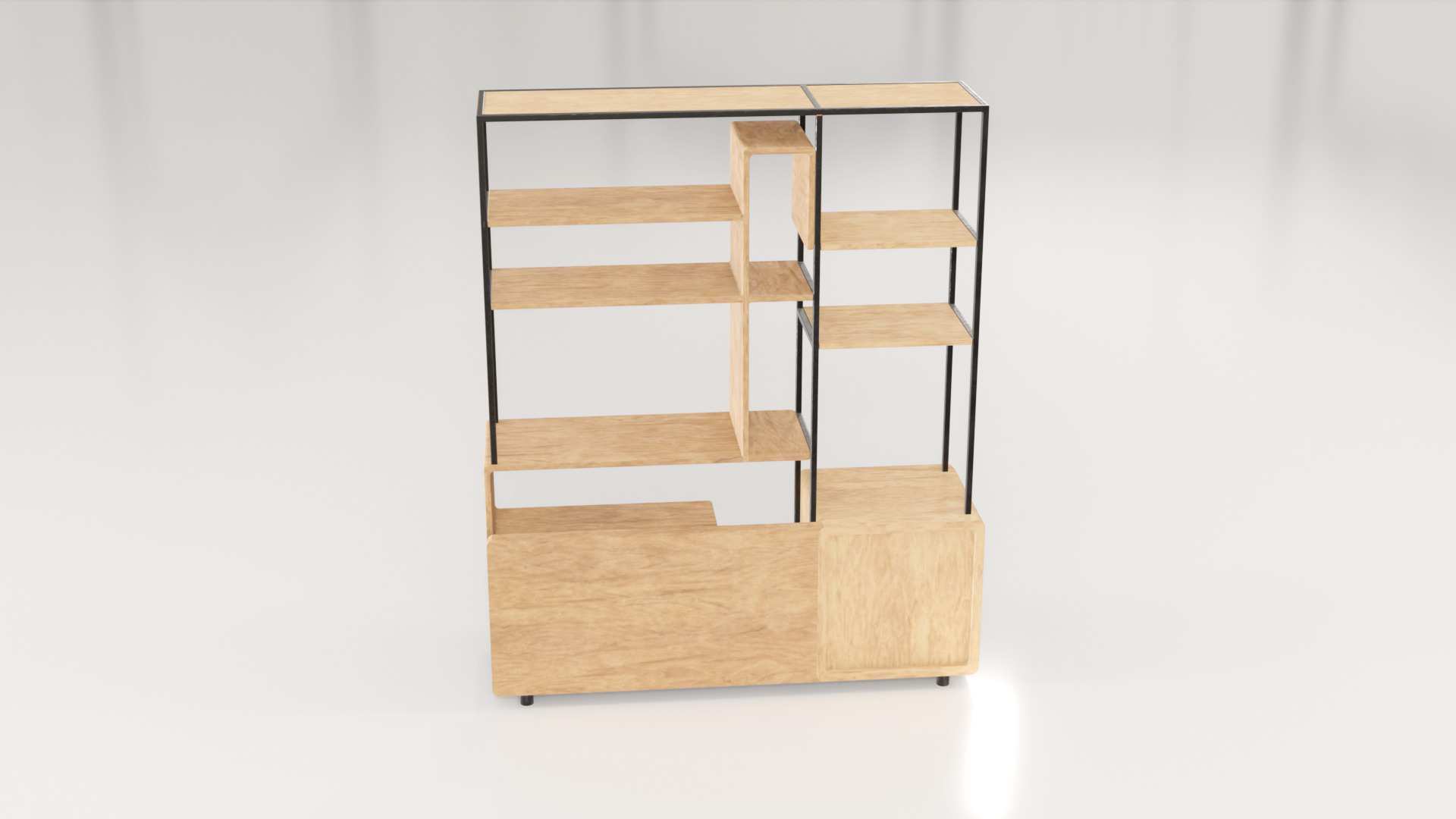 Furniture Modern Shelf 3 Low-poly 3D model_6