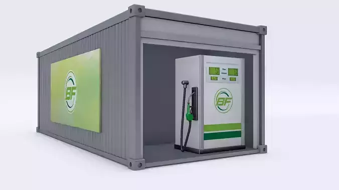 Steel Container with a Fuel Dispenser Station Inside