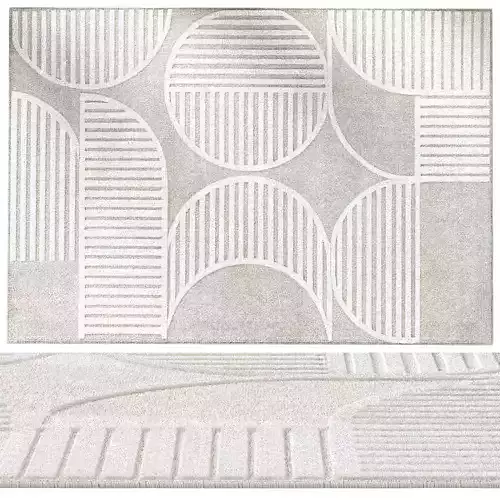 Astria Art Deco Beige White Rug 3D model