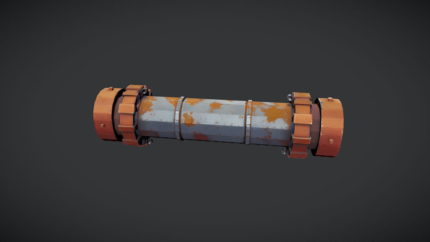 Rusty industrial pipe 3D model_1
