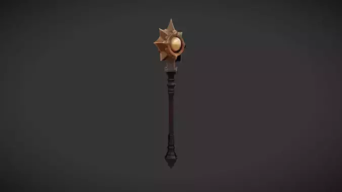 ornate magical staff with glowing orb 
