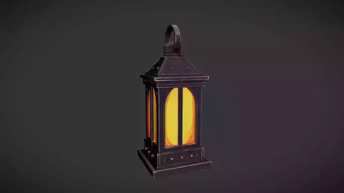 old-fashioned lantern with flame inside