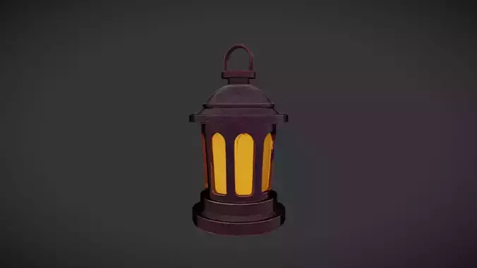 Glowing metal lantern with light inside