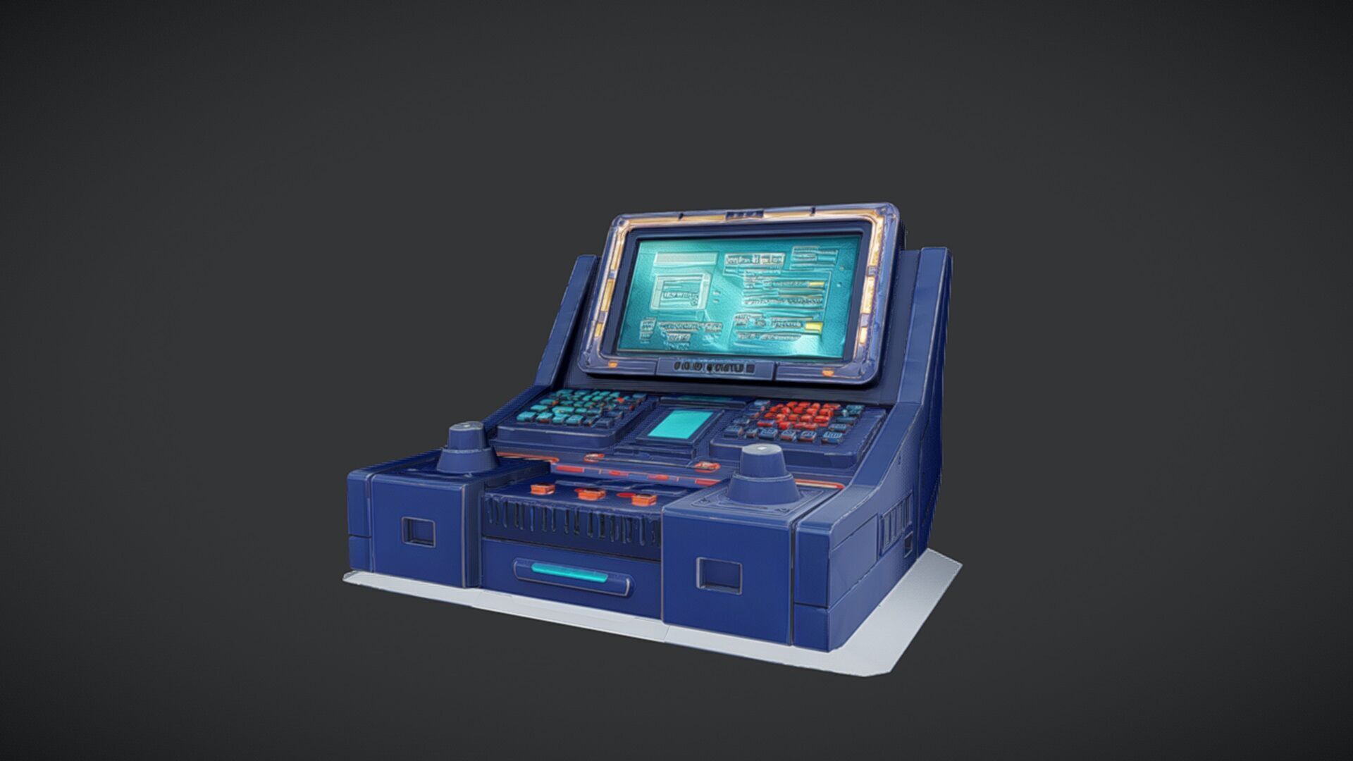 futuristic control console 3D model_6