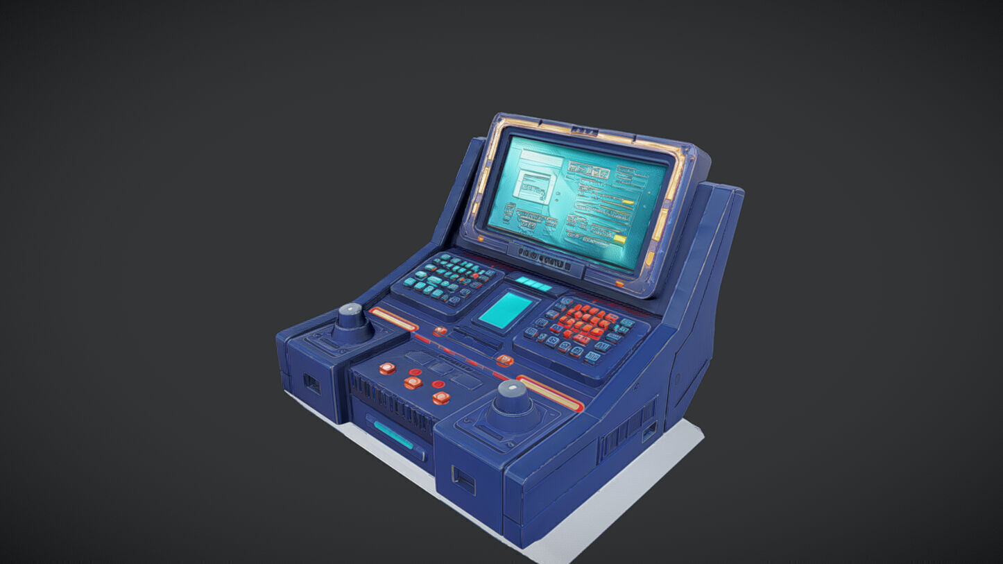 futuristic control console 3D model_5