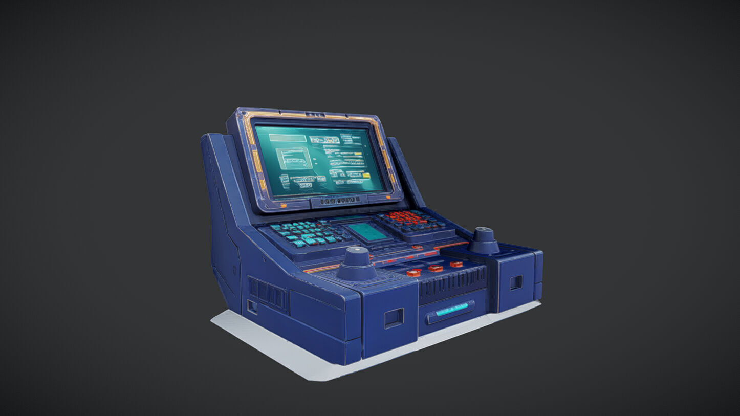 futuristic control console 3D model_1