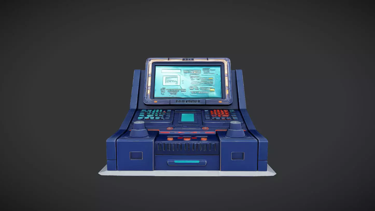 futuristic control console 3D model_0
