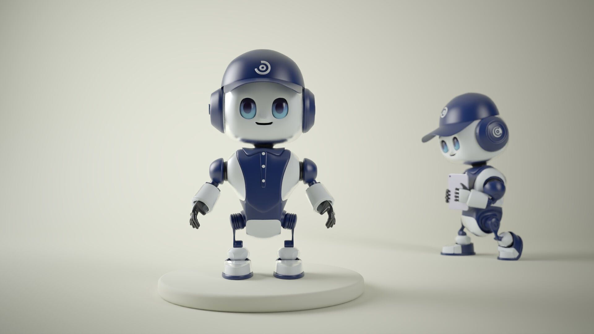 RoboBuddy  Futuristic Mascot Robot Low-poly 3D model_9