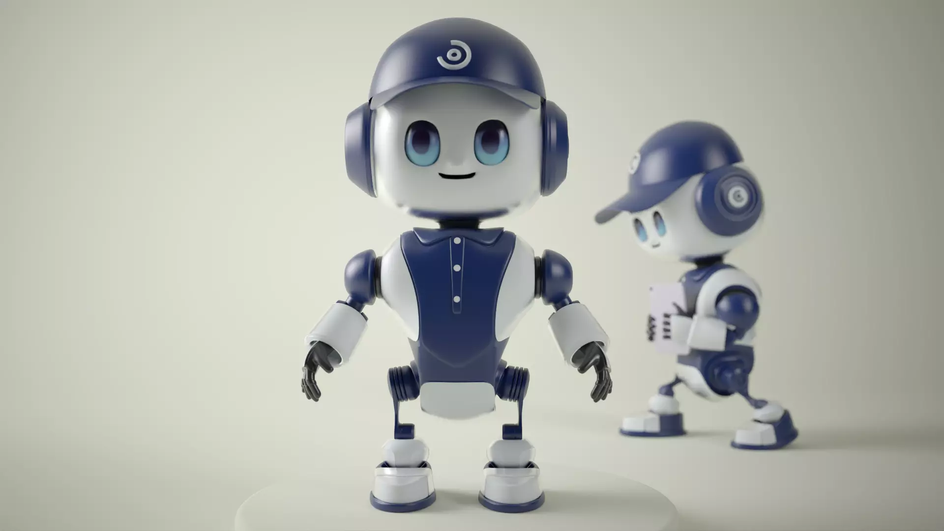 RoboBuddy  Futuristic Mascot Robot Low-poly 3D model_0