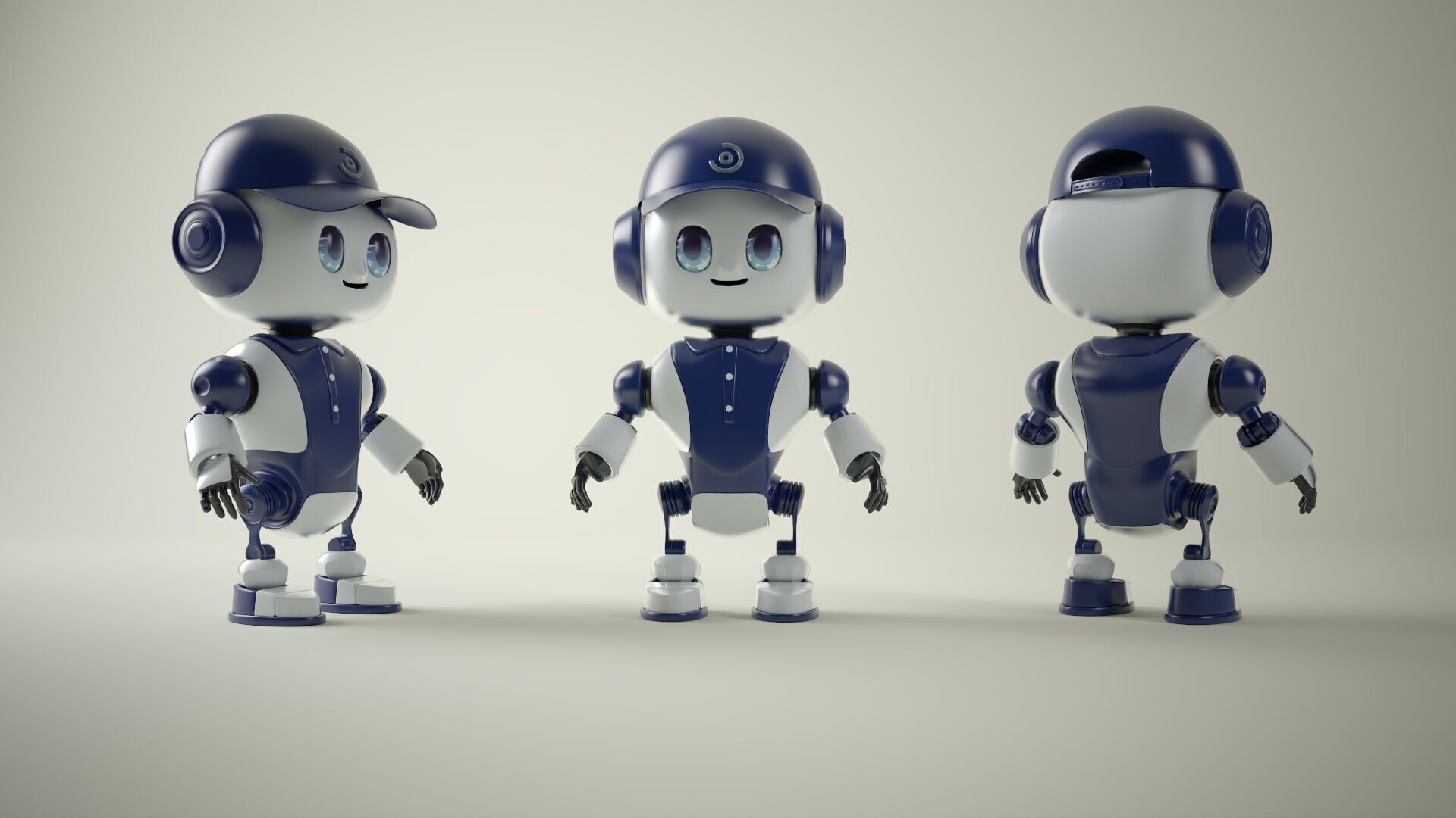 RoboBuddy  Futuristic Mascot Robot Low-poly 3D model_5