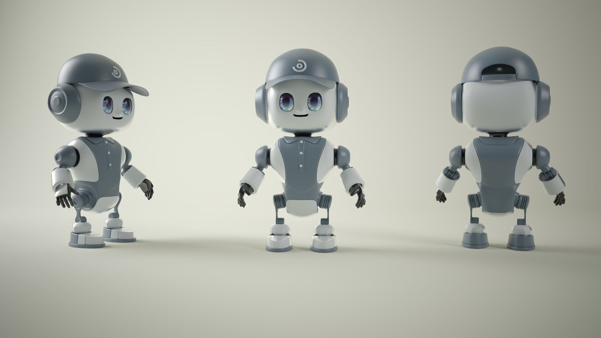 RoboBuddy  Futuristic Mascot Robot Low-poly 3D model_8