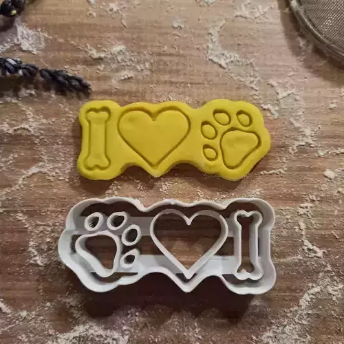 I Love Pet Cookie Cutter - Bone - Heart - Paw Design