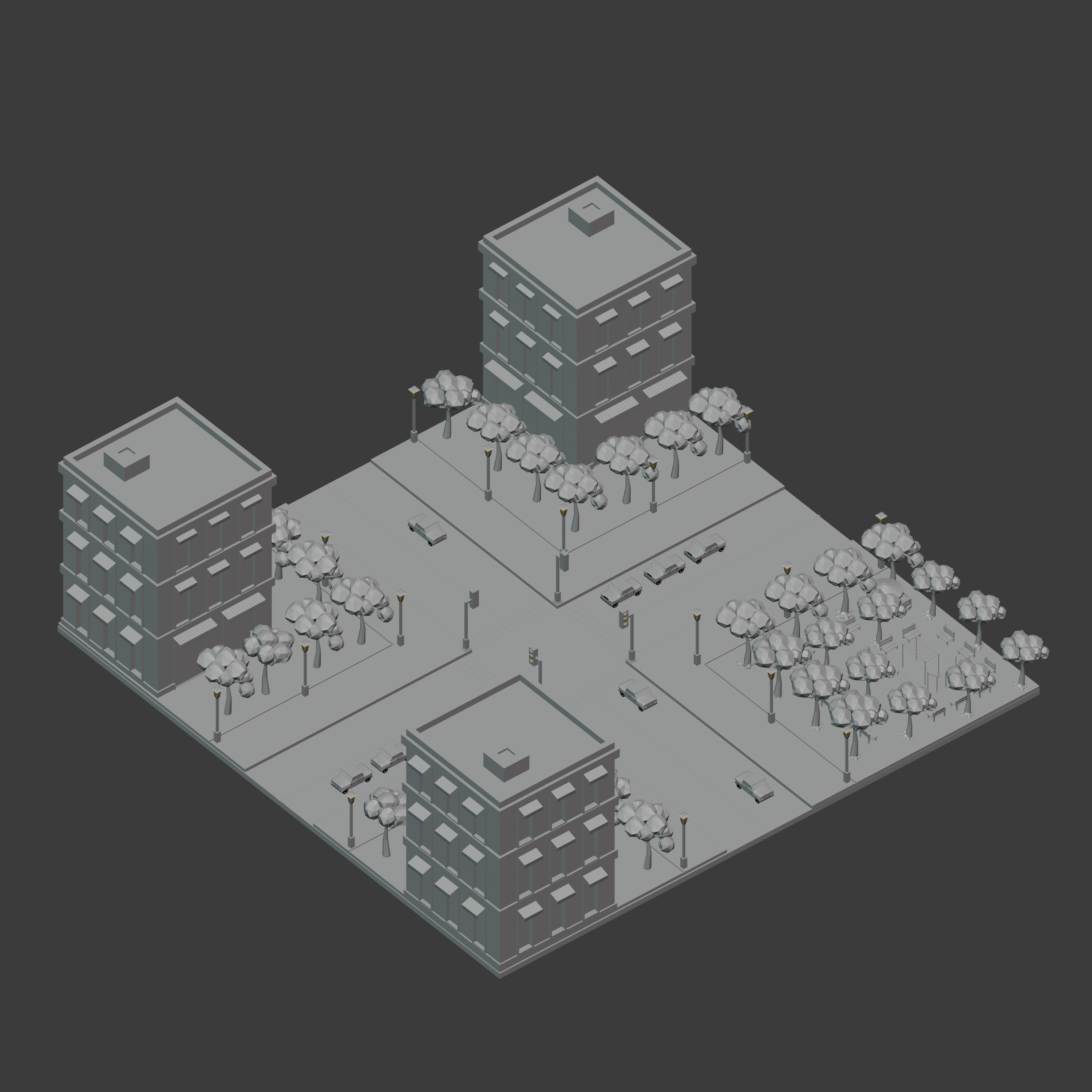 Low Poly Assets - Urban Neighborhood Low-poly 3D model_5