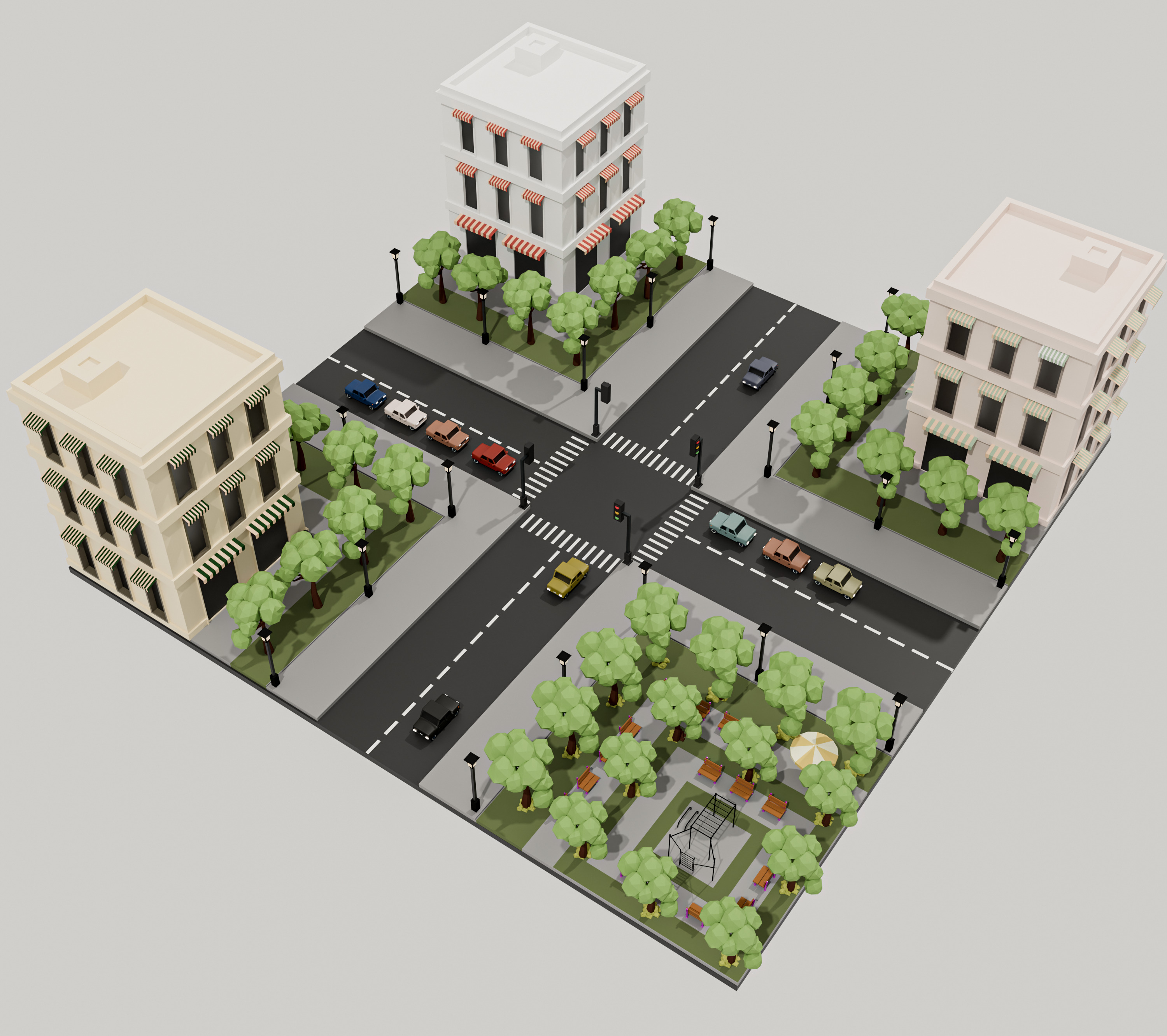 Low Poly Assets - Urban Neighborhood Low-poly 3D model_2