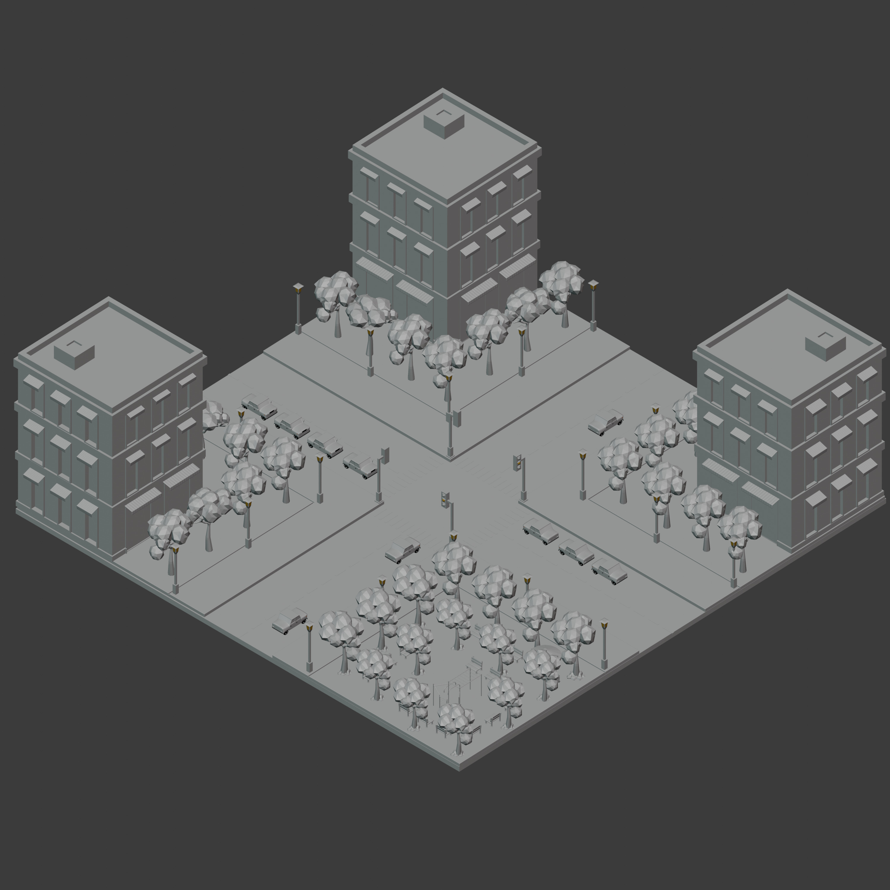 Low Poly Assets - Urban Neighborhood Low-poly 3D model_4