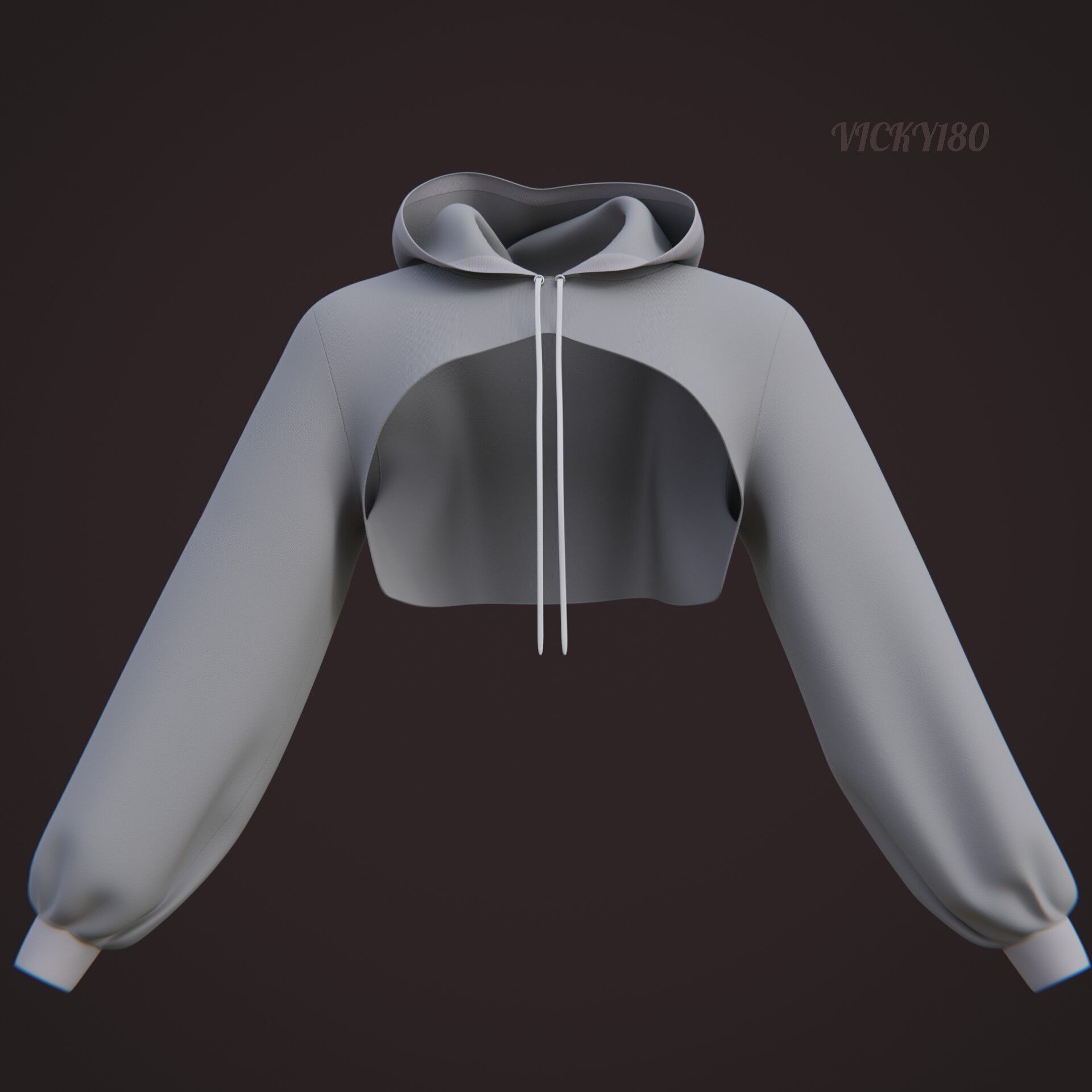 Crop Hoodie Sweater and Bodycon Singlet Dress - Stylish Clothing 3D model_13