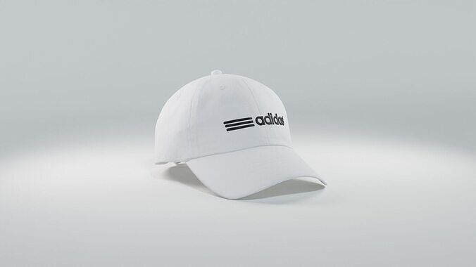 Adidas Baseball Cap White and Black  Low-poly 3D model