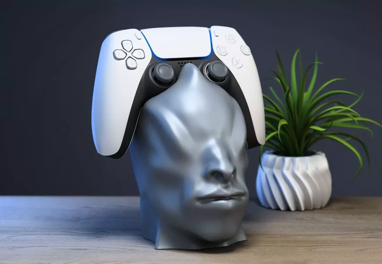 Human head Ps5 controller stand 3D print model