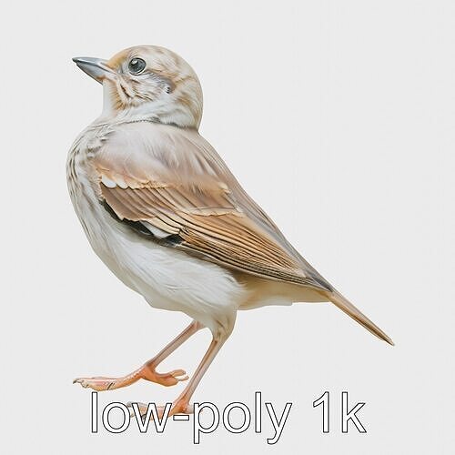 Rock Sparrow 3D Model with Detailed Feathers Low-poly 3D model