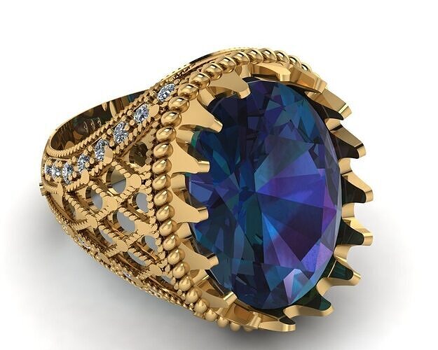 BLUE SAPPHIRE RING 3D PRINTABLE MODEL  3D print model