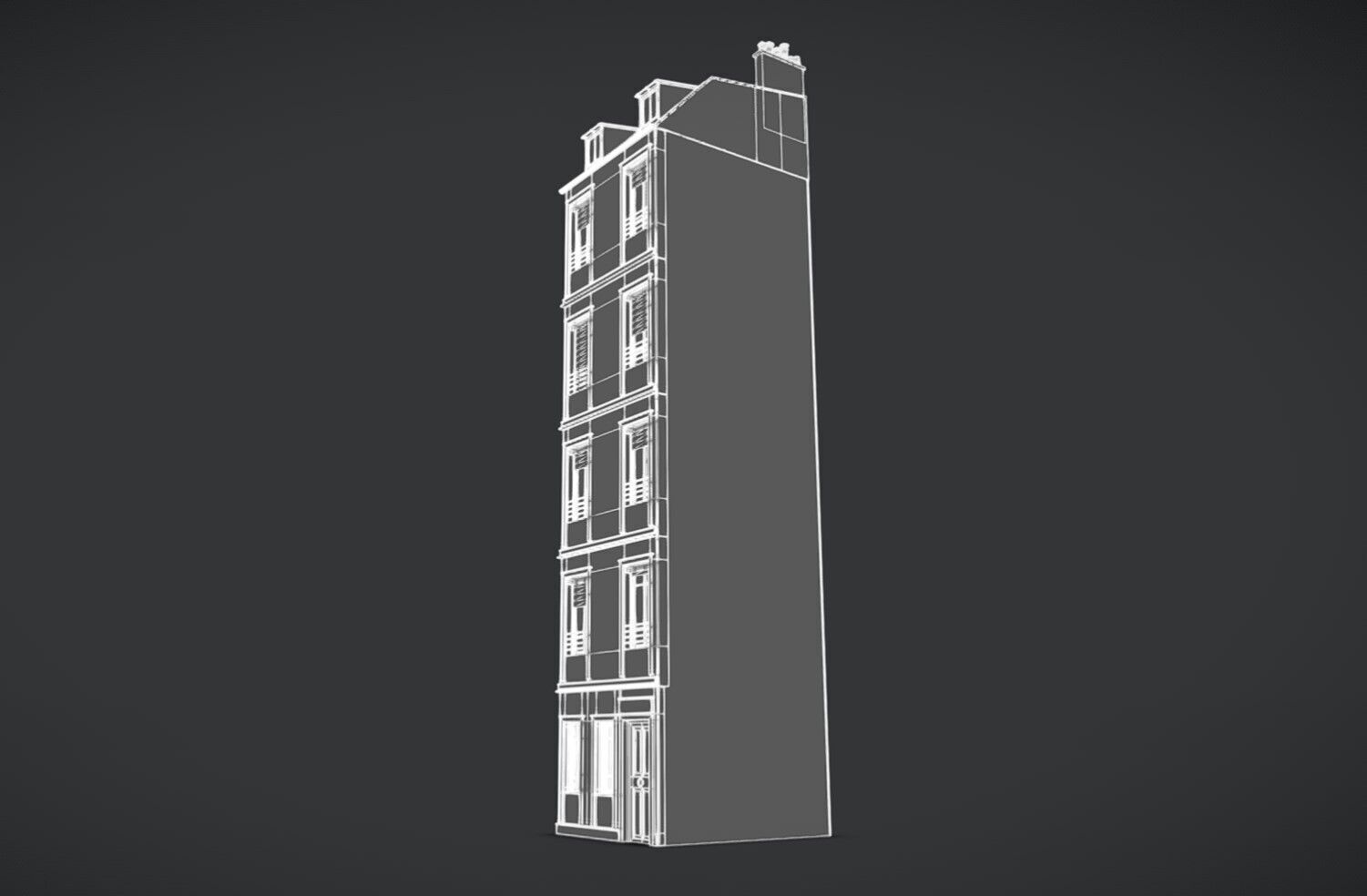 Paris Old Building Little Low-poly 3D model_5