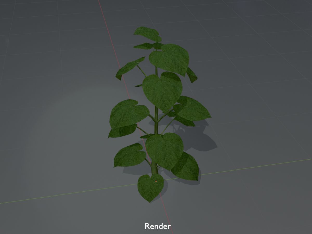 Empress tree summer LOD3 2000mm Low-poly 3D model_16