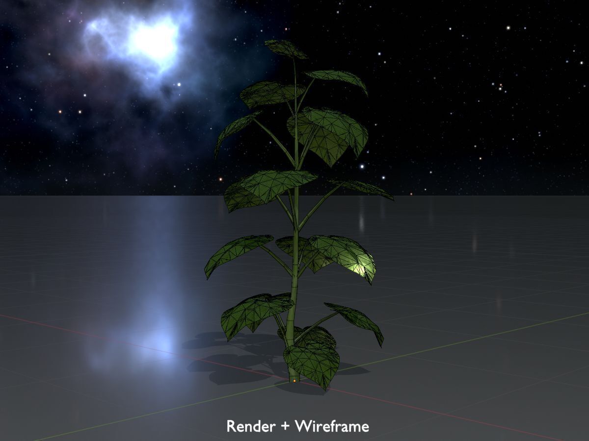 Empress tree summer LOD3 2000mm Low-poly 3D model_7