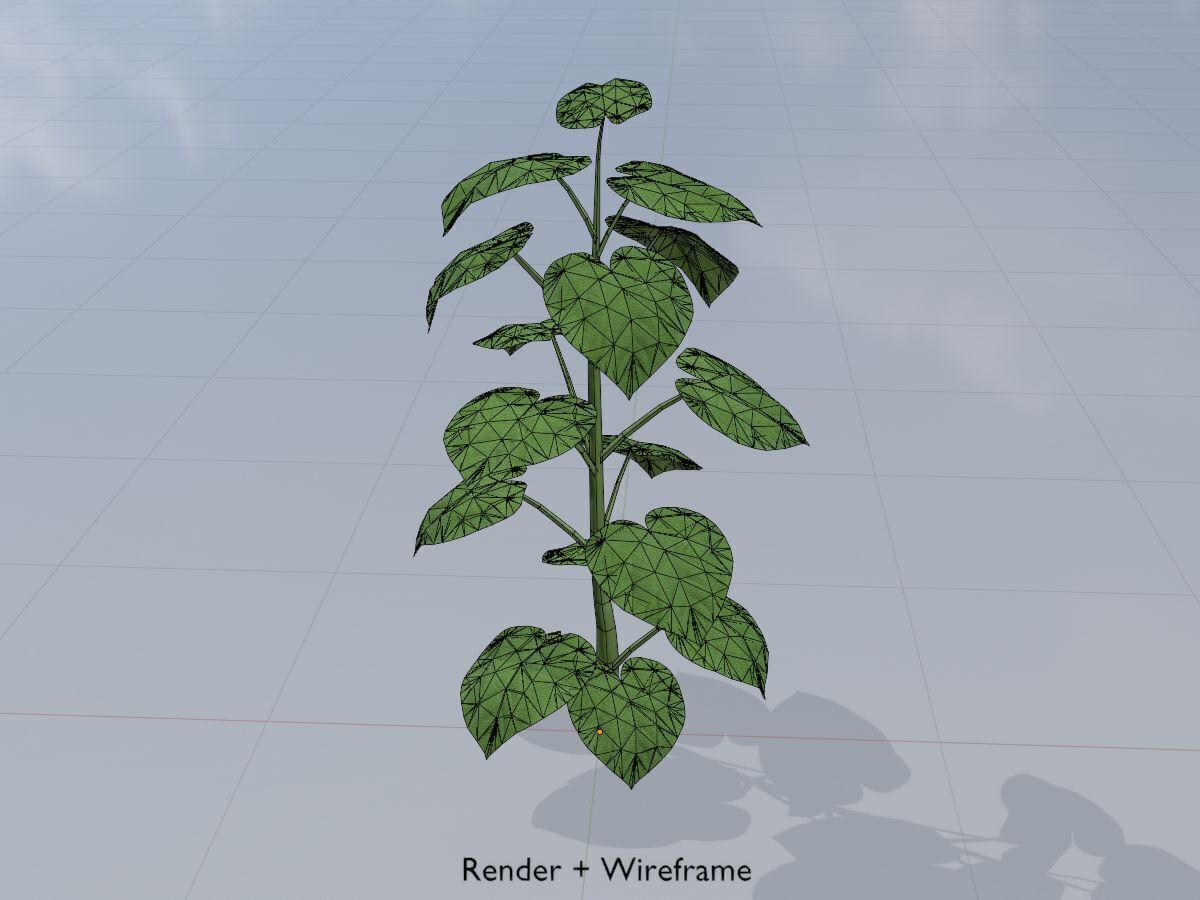 Empress tree summer LOD3 2000mm Low-poly 3D model_5